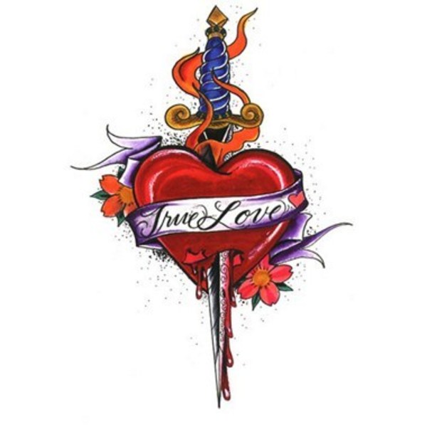 Tatouage couteau et coeur vrai amour