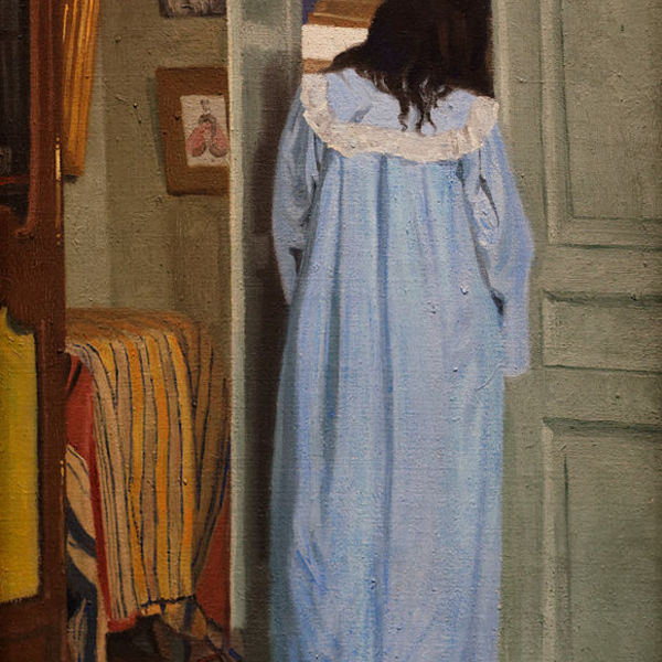 Interieur femme en bleu fouillant dans une armoire 1903 by felix vallotton