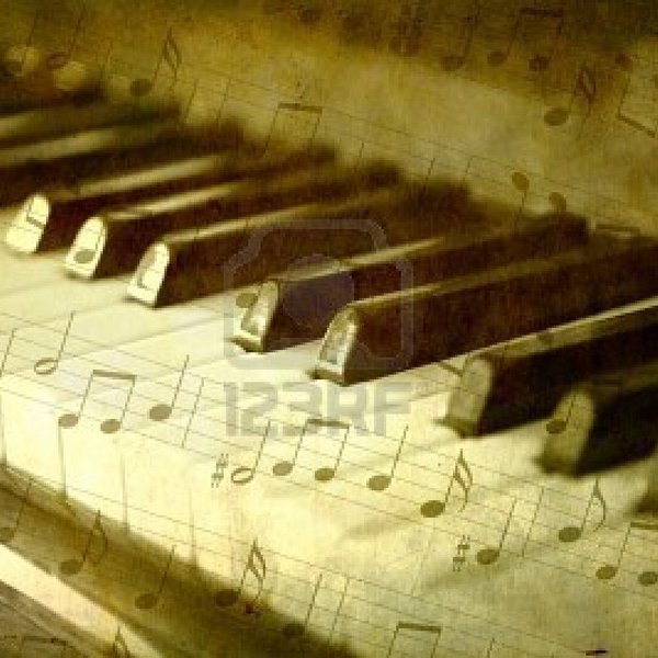 Piano with notes