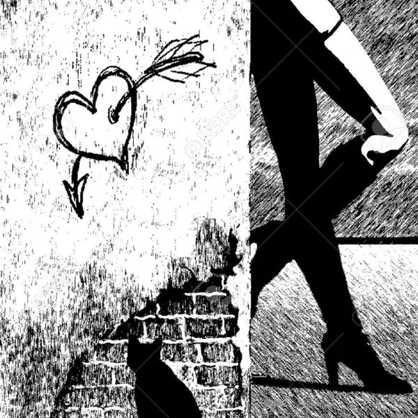 10915580 a girl stands near the wall black and white illustration scetch in the style of the graphics pen