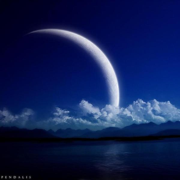 3d moon night sky