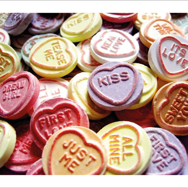 150 love heart sweets poster