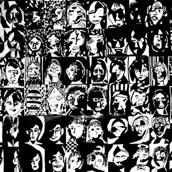 Composition de visages d eleves noir  blanc 10e annee