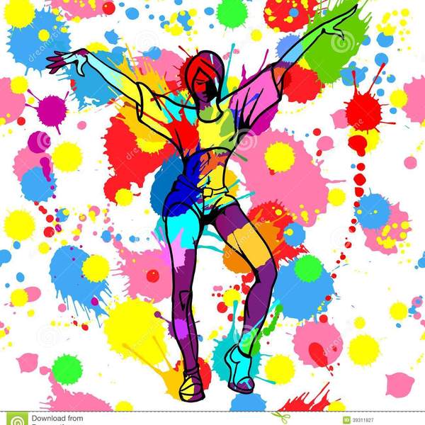 La danseuse de fille avec l encre et la peinture color%c3%a9es %c3%a9clabousse 39311827