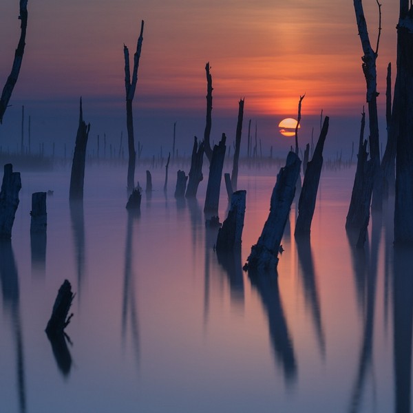 Nature landscape mist sunset lake calm 1920x1200