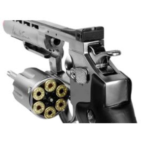 Revolver pistolet bille dan wesson asg chrome 6 pouces co2 1 joule barillet low power avec rail speedloader et 6 douilles 17479 airsoft 939297639 ml