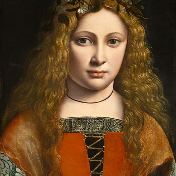 Giovanni antonio boltraffio   portrait of a young girl crowned with flowers c1490   (meisterdrucke 377087)