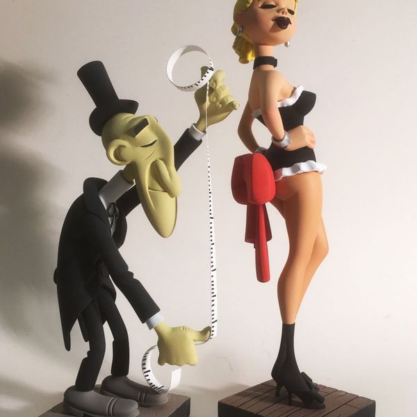 Figurine la plus joyeuse de lucky luke voici le croque mort  le croque mort et la danseuse 2