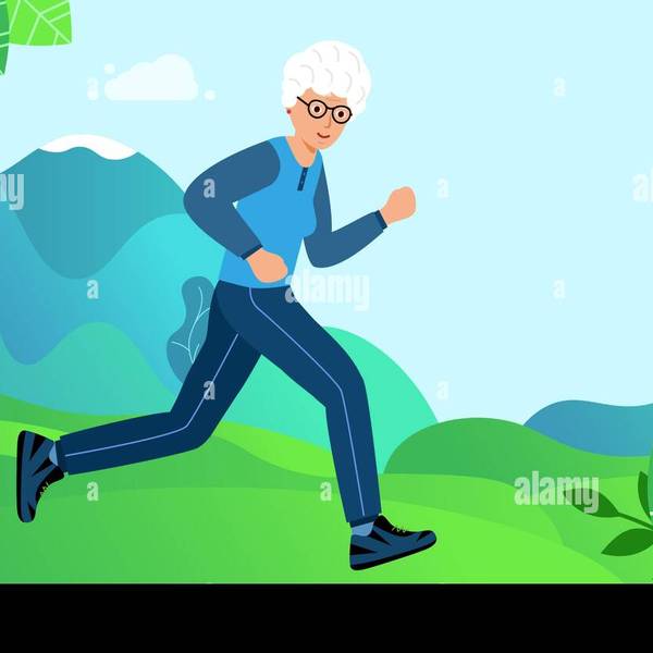 Une femme agee fait du jogging sportif dans le parc marchez grand mere 2gj58t3