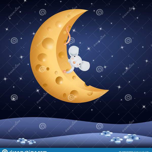 Cute little mouse moon shape cheese illustration 139174066