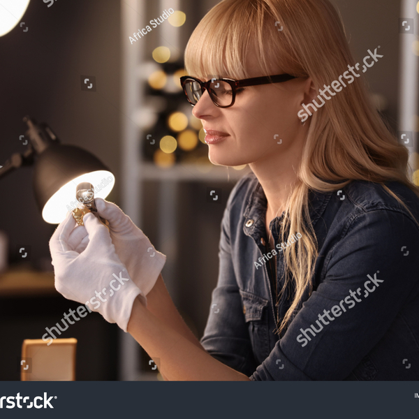 Stock photo jeweler working in workshop 1022824168