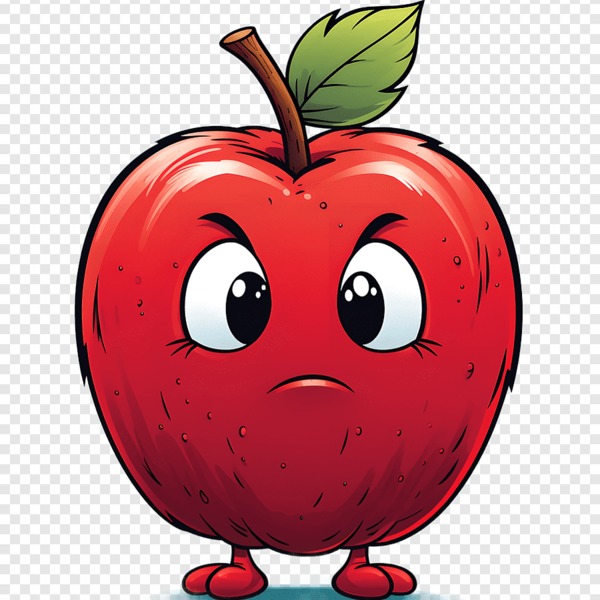 Png clipart ai generated apple cartoon fruit anthropomorphic kawaii cute food face
